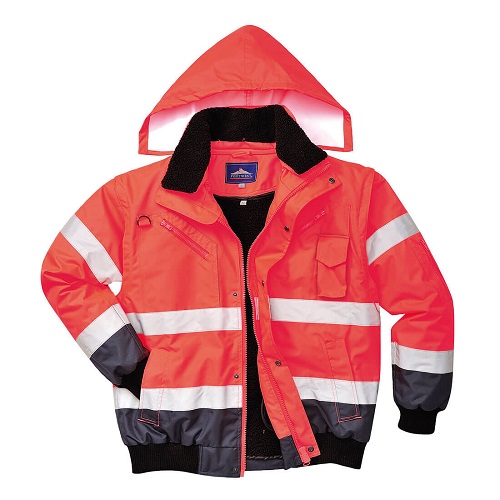 Portwest Hi-Vis 3 in 1 Contrast Bomber Jacket C465 Red / Navy M