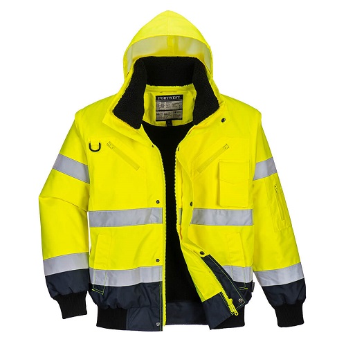 Portwest C465 3 in 1 Hi-Vis 3-in-1 Contrast Bomber Jacket Yellow / Navy Medium