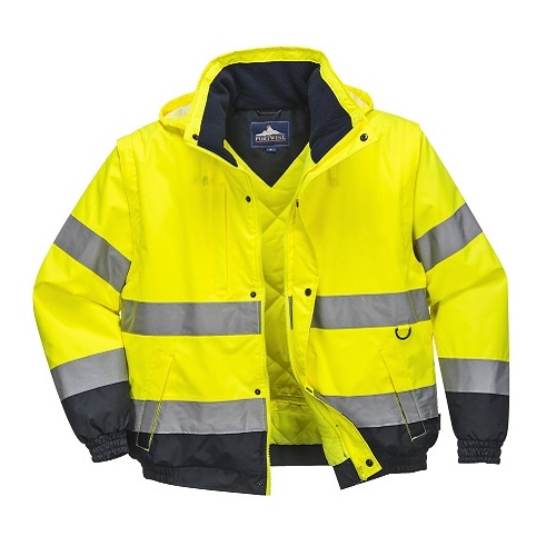 Portwest Hi-Vis 2 in 1 Bomber Jacket C468 Yellow / Navy S