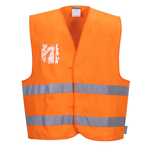 Portwest C475 Hi Vis Vest Dual ID Holder Orange L/XL