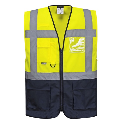 Portwest Warsaw Executive Two Tone Vest C476 Yellow / Navy XS