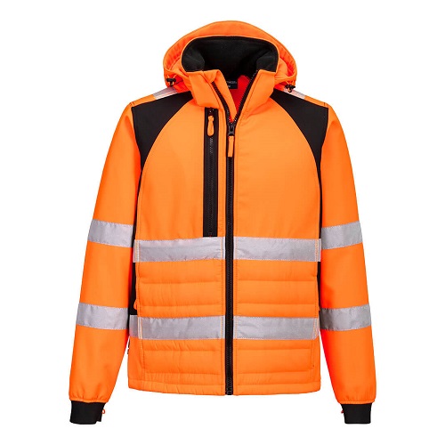 Portwest WX2 Eco Hi-Vis Hybrid Jacket CD863 Orange/Black Large
