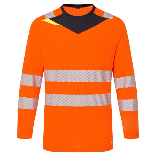Portwest DX416 DX4 Hi-Vis T-Shirt Long Sleeved Orange / Black L