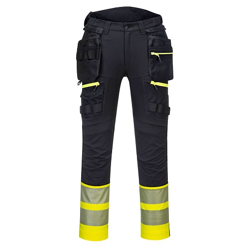 Portwest DX445 DX4 Hi-Vis Detachable Holster Pocket Class 1 Trousers Yellow/Black 34