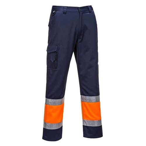 Portwest E049 Hi Vis Two Tone Combat Trousers Navy / Orange Small