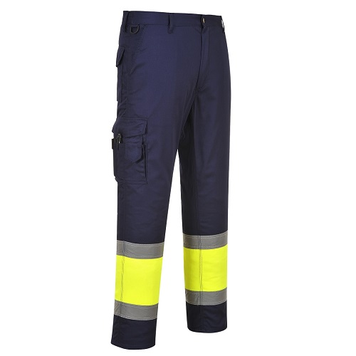 Portwest E049 Hi Vis Two Tone Combat Trousers Navy / Yellow Small
