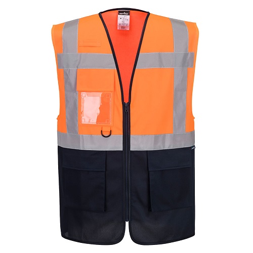 Portwest ES076 ES1 Essential Hi-Vis Contrast Executive Vest Orange/Navy Size XXL