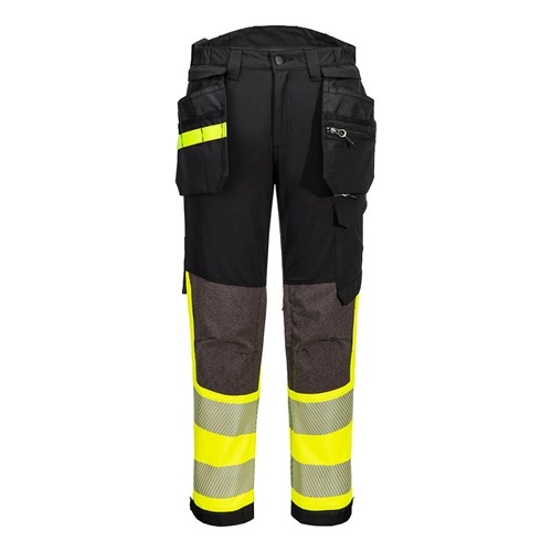 Portwest EV442 EV4 Hi-Vis Stretch Detachable Holster Class 1 Trousers Yellow / Black 34
