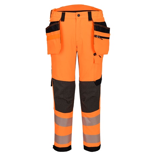 Portwest EV448 EV4 Hi-Vis Stretch Detachable Holster Class 2 Trousers Orange / Black 34