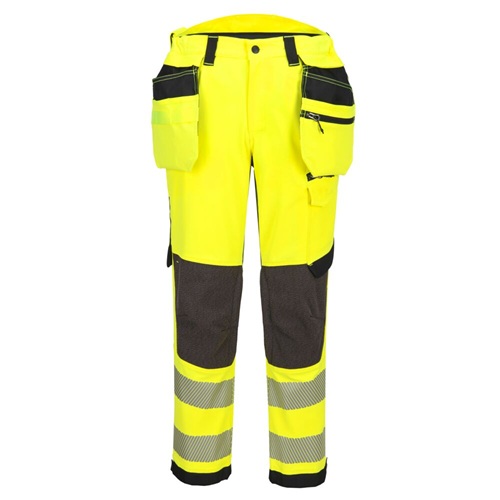 Portwest EV448 EV4 Hi-Vis Stretch Detachable Holster Class 2 Trousers Yellow / Black 34