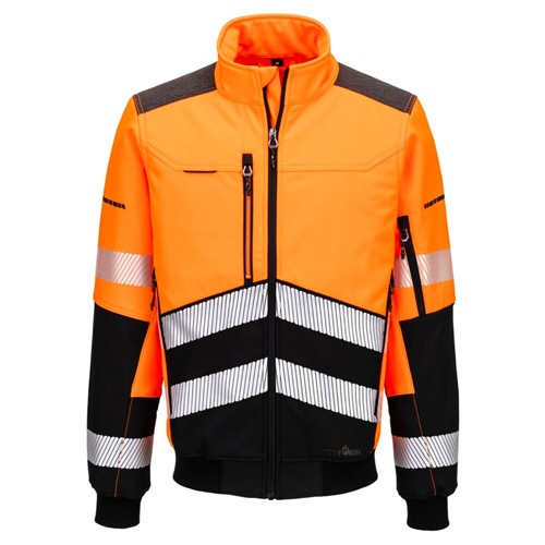 Portwest EV468 EV4 Hi-Vis Softshell Bomber (3L) Orange / Black Large