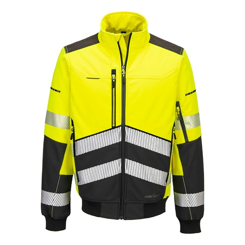 Portwest EV468 EV4 Hi-Vis Softshell Bomber (3L) Yellow / Black Large