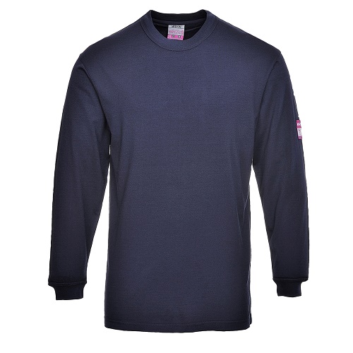 Portwest FR11 Flame Resistant Anti-Static Long Sleeve T-Shirt Navy Large