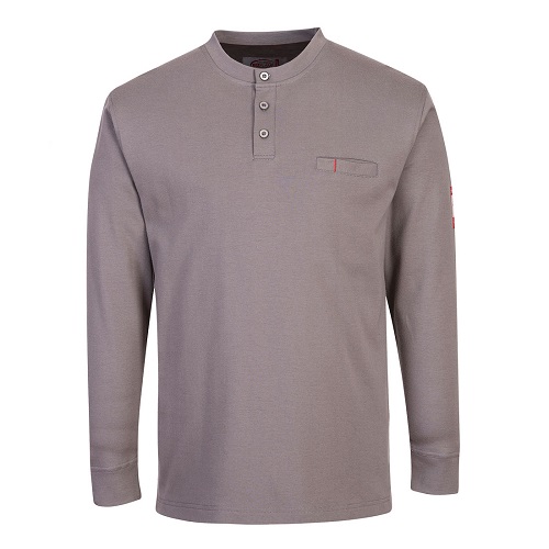 FR32 Bizflame Knit FR Long Sleeve Henley Grey Small
