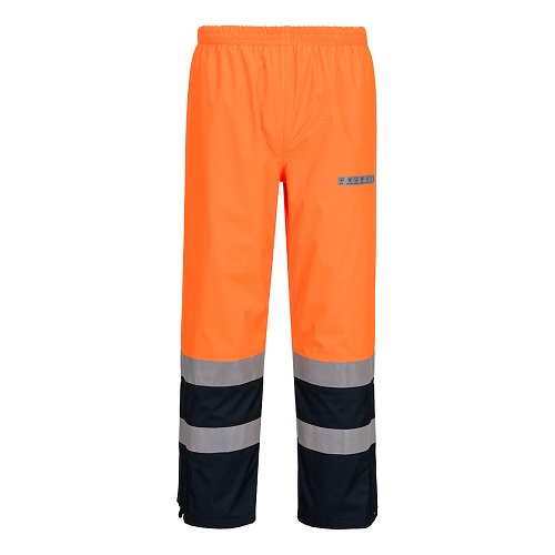 Portwest FR410 Bizflame Rain+ Hi-Vis Multi-Norm Contrast FR Trousers Orange/Navy Large