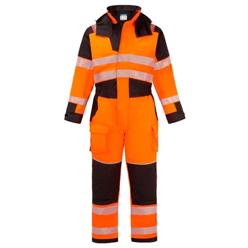 Portwest FR516 PW3 Modaflame Rain Hi-Vis Multi-Norm FR Winter Coverall Orange / Black Medium