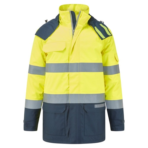 Portwest FR617 Bizflame Rain+ Hi-Vis MultiNorm Contrast FR Winter Jacket Yellow / Navy L