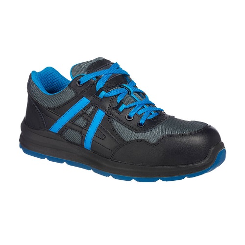 Portwest Composite Leather and Mesh Trainer S1P SRC Black/Blue Size 42