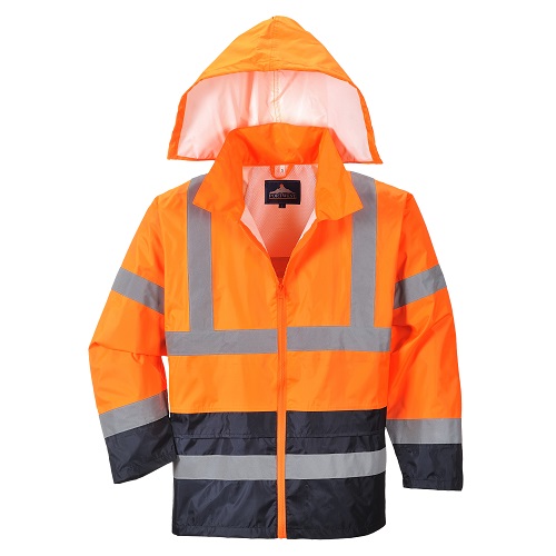 Portwest H443 Hi-Vis Classic Contrast Rain Jacket Orange / Navy Small