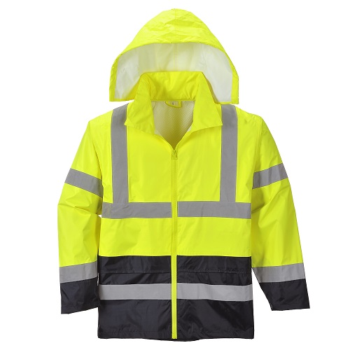 Portwest H443 Hi-Vis Classic Contrast Rain Jacket Yellow / Black Small