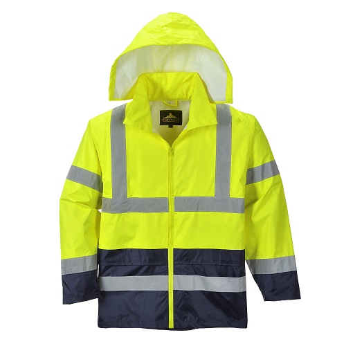 Portwest H443 Hi-Vis Classic Contrast Rain Jacket Yellow / Navy Small