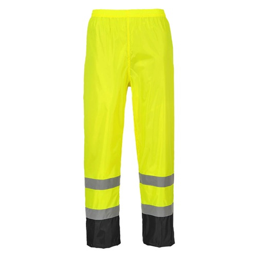 Portwest H444 Hi-Vis Classic Contrast Rain Trousers Yellow / Black Large