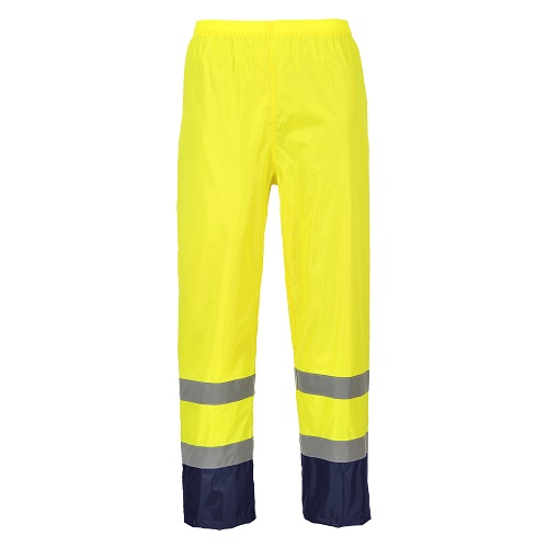 Portwest H444 Hi-Vis Classic Contrast Rain Trousers Yellow / Navy Small