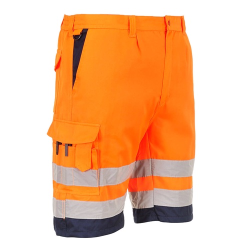 Portwest L043 Hi-Vis Lightweight Polycotton Shorts Orange / Navy Large