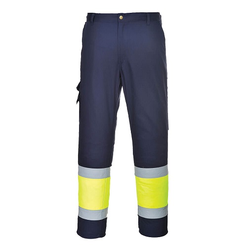 Portwest L049 Hi-Vis Lightweight Contrast Class 1 Service Trousers Yellow / Navy Small