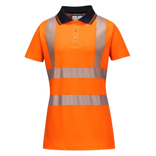 Portwest LW72 Ladies Pro Hi Vis Polo Shirt Orange / Black X Small