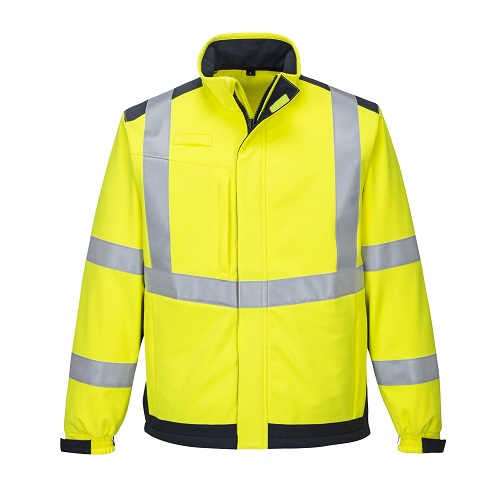 Portwest MV72 Modaflame Multi Norm Arc Softshell Jacket Yellow / Navy Medium