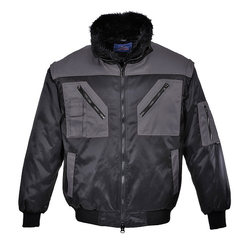 Portwest PJ20 Two Tone Pilot Jacket Black / Grey Large