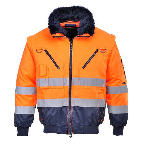 Portwest Hi-Vis 3-in-1 Pilot Jacket PJ50 Orange / Navy Large