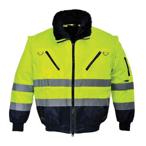 Portwest Hi-Vis 3-in-1 Pilot Jacket PJ50 Yellow / Navy Small