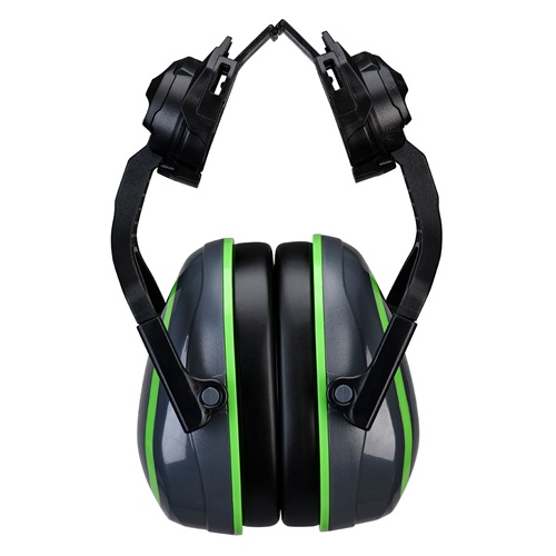 Portwest PW03 HV Extreme Ear Defenders Low Clip-On Metal Free Grey / Green