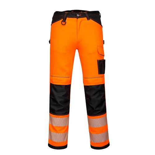 Portwest PW303 PW3 Hi-Vis Lightweight Stretch Work Trousers Orange / Black 30