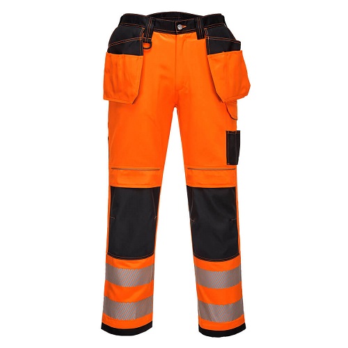 Portwest PW306 PW3 Hi-Vis Stretch Holster Pocket Trousers Orange / Black 30" Regular