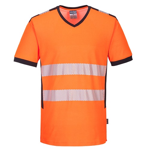 Portwest PW310 PW3 Hi-Vis V-Neck T Shirt Orange / Black Large