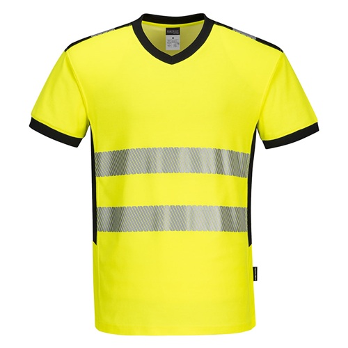 Portwest PW310 PW3 Hi-Vis V-Neck T Shirt Yellow / Black Large