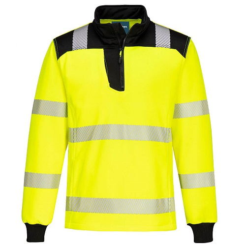 Portwest PW326 PW3 Hi-Vis 1/4 Zip Sweatshirt Yellow / Black Large