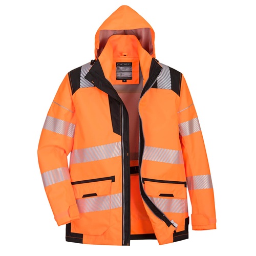 Portwest PW367 PW3 Hi-Vis Breathable 5-in-1 Jacket Orange / Black Large