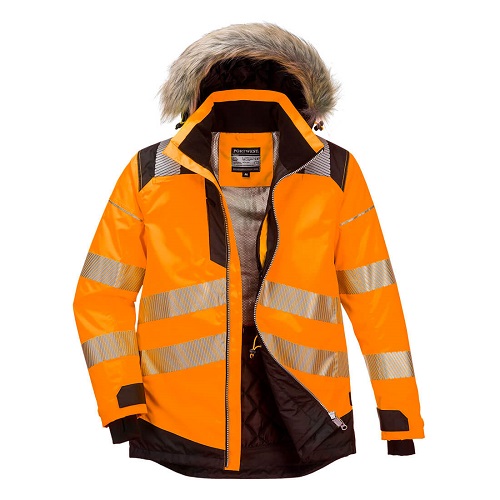 Portwest PW369 PW3 Hi-Vis Winter Parka Jacket Orange / Black S