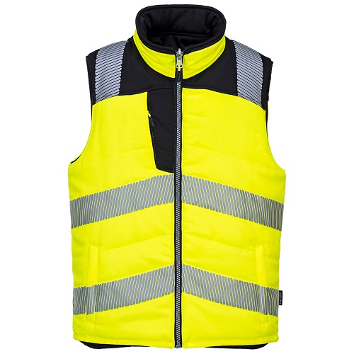 Portwest PW3 Hi-Vis Reversible Bodywarmer Yellow / Black Small