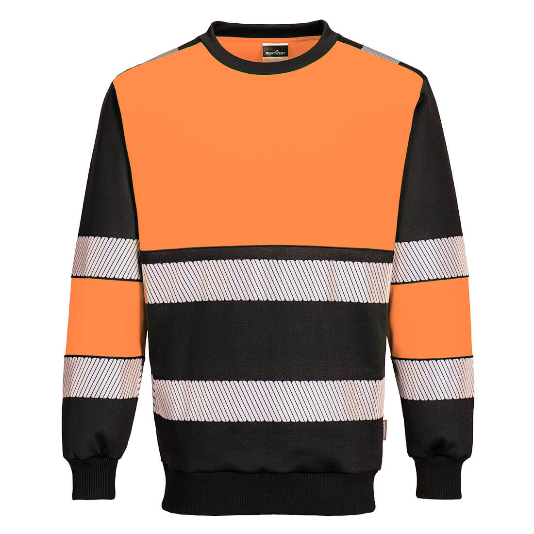 Portwest PW376 PW3 Hi-Vis Class 1 Sweatshirt Orange / Black Small