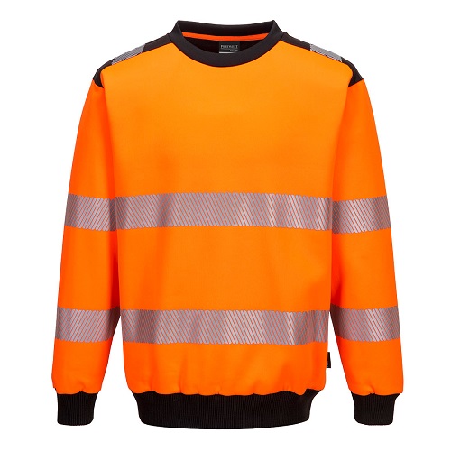 Portwest PW379 PW3 Hi-Vis Crew Neck Sweatshirt Orange / Black Medium