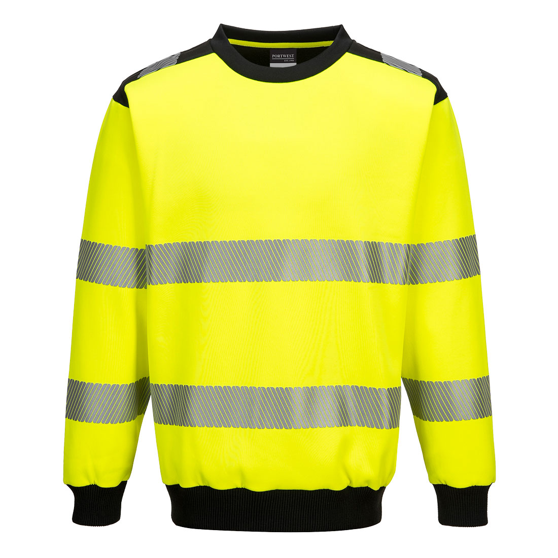 Portwest PW379 PW3 Hi-Vis Crew Neck Sweatshirt Yellow / Black Large