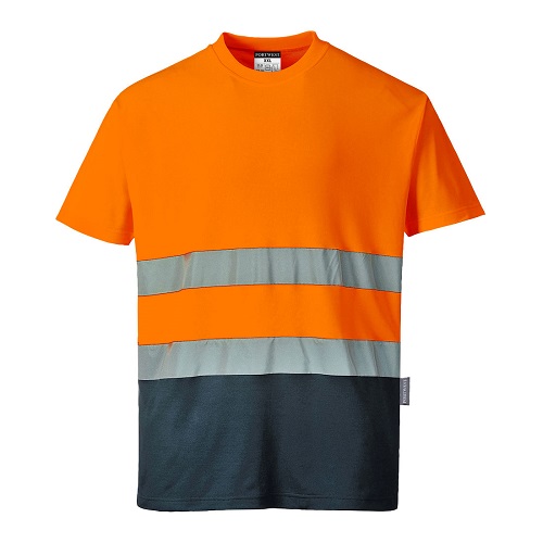 Portwest S173 Two Tone CottonComfort T-Shirt Orange / Navy Large
