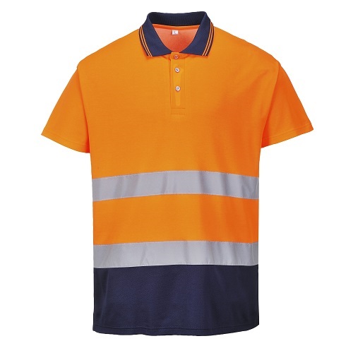 Portwest S174 Two Tone CottonComfort Polo Shirt Orange / Navy Small