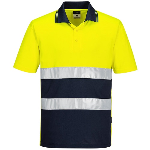 Portwest S175 Hi-Vis Lightweight Contrast Polo Shirt Yellow / Navy Medium