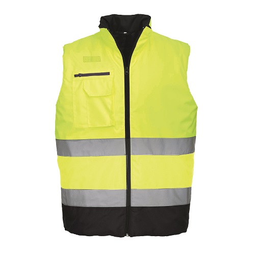 Portwest S267 Hi Vis Two ToneBodywarmer Yellow / Navy Small